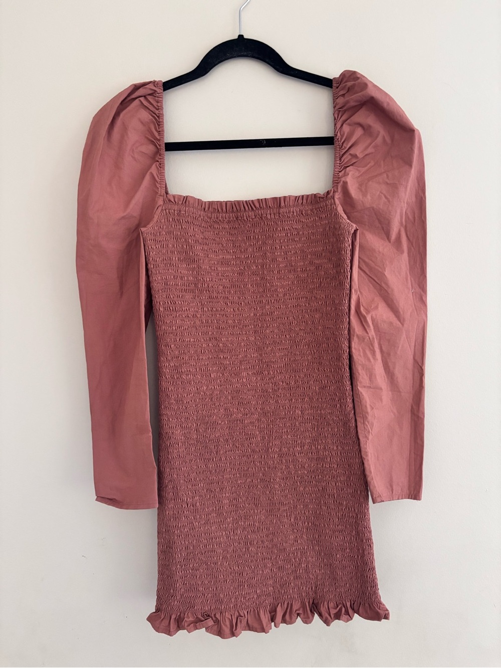 Wilfred Maelys Smocked Puff-Sleeve Mini Dress - Dusty Rose